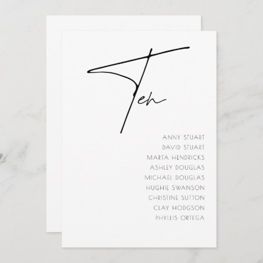 Tabel 10 Moderne sjabloon aantal bruiloft Kaart (Voorkant / Achterkant)