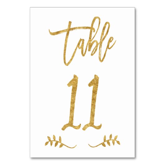 Tabel 11 | Elegant gouden handschrift geborstelde  Kaart (Voorkant)