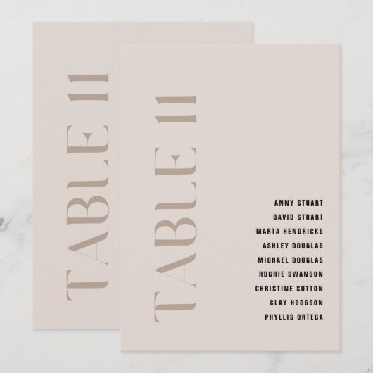 Tabel 11 Modern vet beige trouwtafel nummer Kaart (Voorkant / Achterkant)