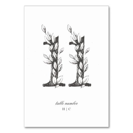 Tabel 11 Mooie Floral-sketched Wreath Wedding Kaart (Voorkant)