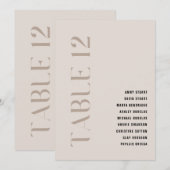 Tabel 12 Modern Bold Beige Trouwtafel Nummer Kaart (Voorkant / Achterkant)