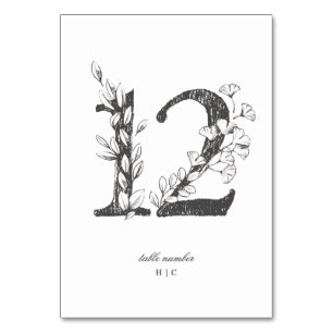 Tabel 12 Mooie Floral Sketched Wreath Wedding Kaart