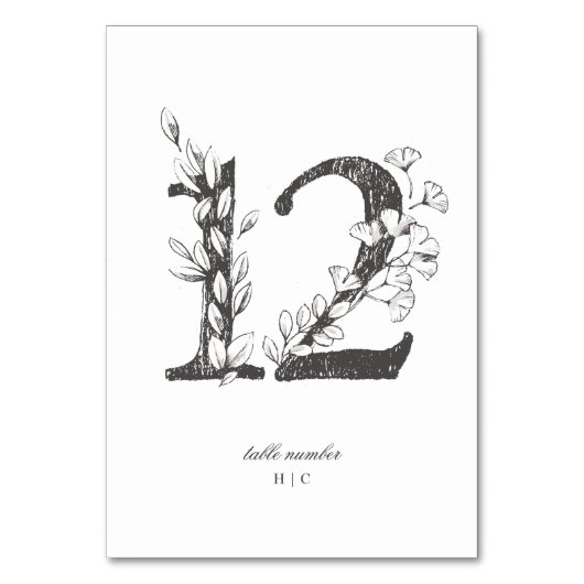 Tabel 12 Mooie Floral Sketched Wreath Wedding Kaart (Voorkant)