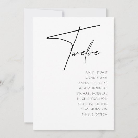 Tabel 12 sjabloon voor moderne weduwentafel kaart (Voorkant)