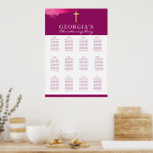 TABEL 12 tabellen roze pruimen kruis Poster (Keuken)