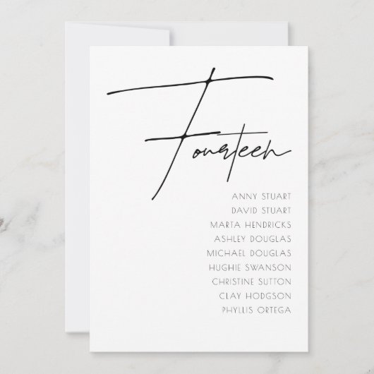 Tabel 14 sjabloon voor moderne weduwentafel kaart (Voorkant)