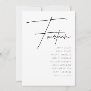 Tabel 14 sjabloon voor moderne weduwentafel kaart