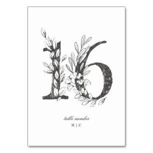 Tabel 16 Mooie Floral Sketched Wreath Wedding Kaart