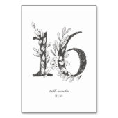 Tabel 16 Mooie Floral Sketched Wreath Wedding Kaart (Voorkant)
