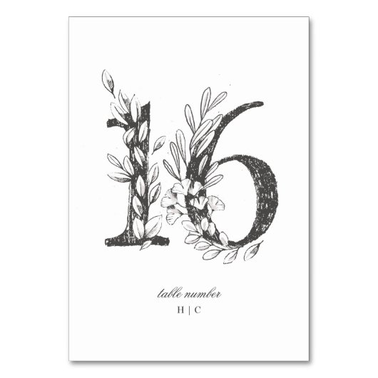 Tabel 16 Mooie Floral Sketched Wreath Wedding Kaart (Voorkant)