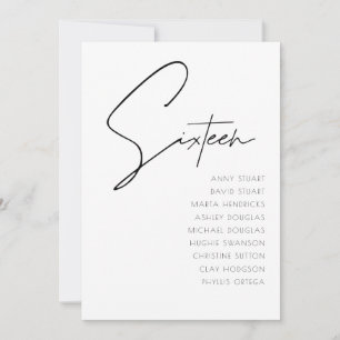 Tabel 16 sjabloon voor moderne weduwentafel kaart