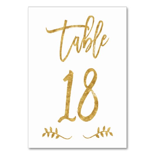 Tabel 18 | Elegant gouden handschrift geborstelde  Kaart (Voorkant)