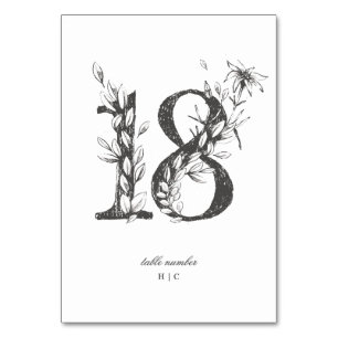 Tabel 18 Mooie Floral Sketched Wreath Wedding Kaart