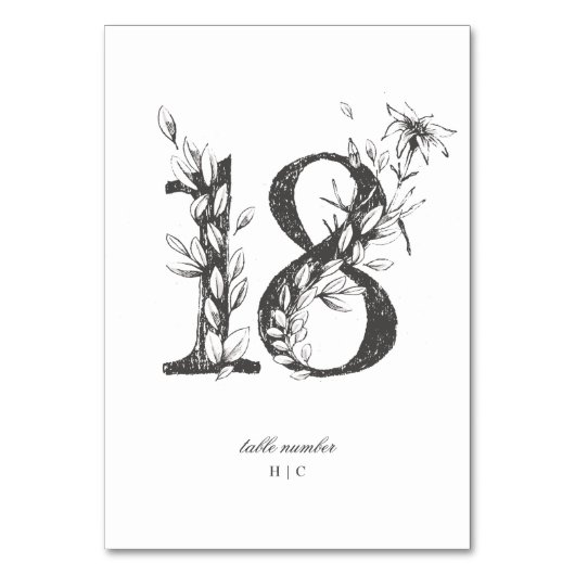 Tabel 18 Mooie Floral Sketched Wreath Wedding Kaart (Voorkant)