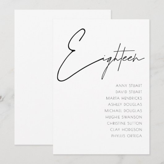 Tabel 18 sjabloon Moderne wedloop Kaart (Voorkant / Achterkant)