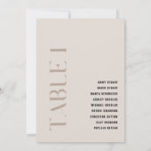 Tabel 1 Modern Bold Beige Trouwtafel Nummer Kaart (Achterkant)
