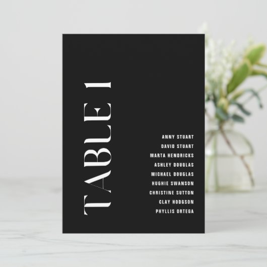 Tabel 1 Modern vet Trouwtafel nummer Kaart (Staand voorkant)