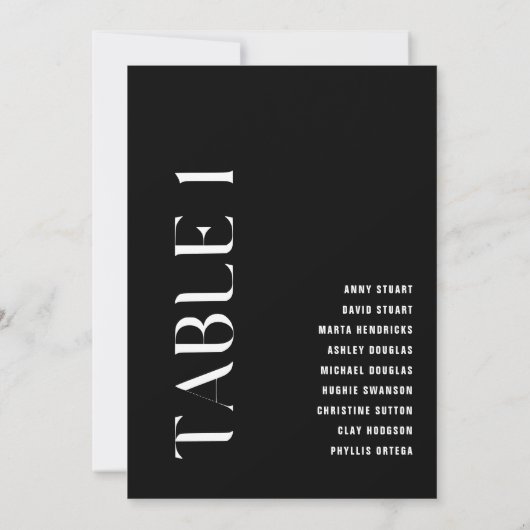 Tabel 1 Modern vet Trouwtafel nummer Kaart (Achterkant)