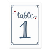 "Tabel 1" Stoffig Blauw & Donkerrood Kaart (Voorkant)