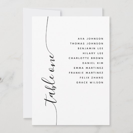 Tabel 1 Verticaal Script Wedding Zitting Grafiek K Kaart (Voorkant)