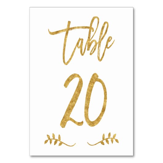 Tabel 20 | Elegant gouden handschrift geborstelde  Kaart (Voorkant)
