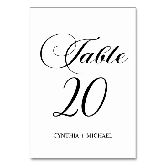 Tabel 20 Modern Script Trouwtafelnummer Kaart (Voorkant)