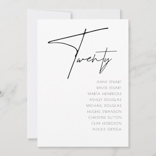 Tabel 20 Moderne sjabloon aantal bruiloft Kaart (Voorkant)