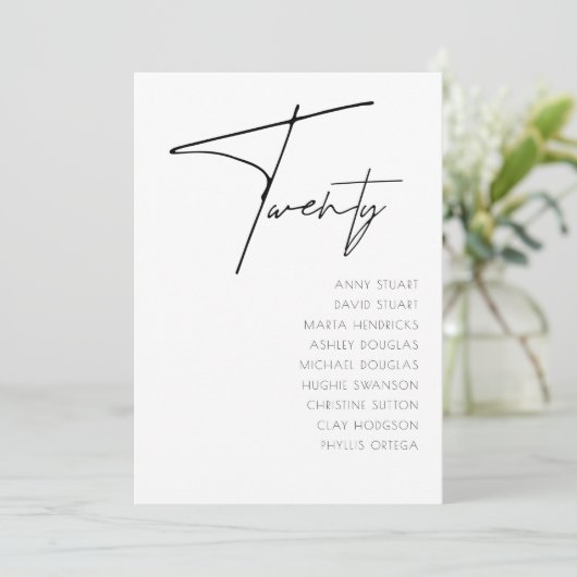 Tabel 20 Moderne sjabloon aantal bruiloft Kaart (Staand voorkant)