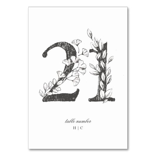 Tabel 21 Mooie Floral-sketched Wreath Wedding Kaart (Voorkant)