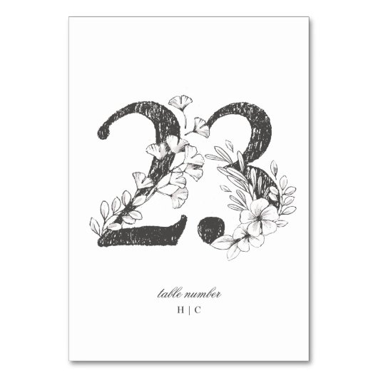 Tabel 23 Mooie Floral Sketched Wreath Wedding Kaart (Voorkant)