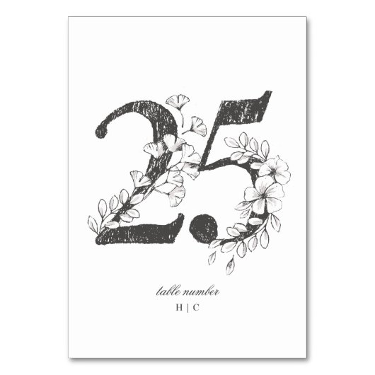 Tabel 25 Mooie Floral Sketched Wreath Wedding Kaart (Voorkant)