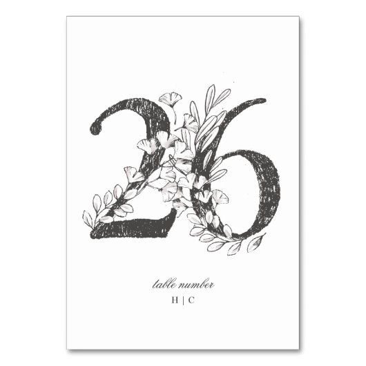 Tabel 26 Mooie Floral Sketched Wreath Wedding Kaart (Voorkant)
