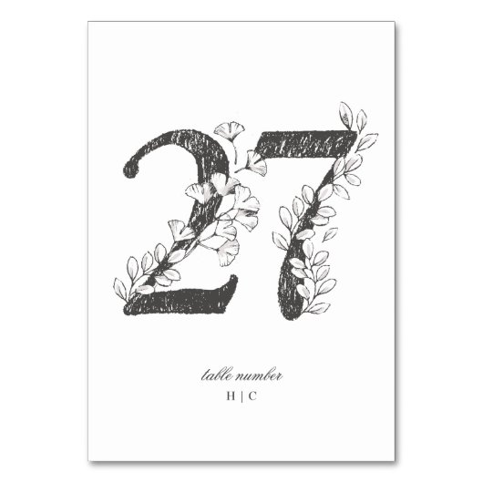 Tabel 27 Mooie Floral Sketched Wreath Wedding Kaart (Voorkant)