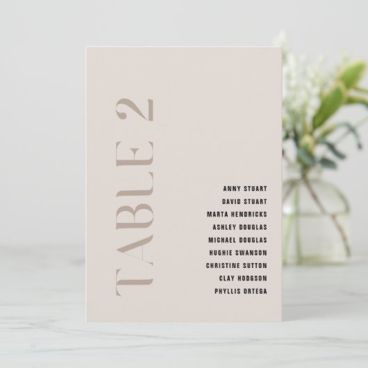 Tabel 2 Modern Bold Beige Trouwtafel Nummer Kaart (Staand voorkant)