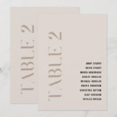 Tabel 2 Modern Bold Beige Trouwtafel Nummer Kaart (Voorkant / Achterkant)