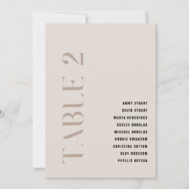 Tabel 2 Modern Bold Beige Trouwtafel Nummer Kaart