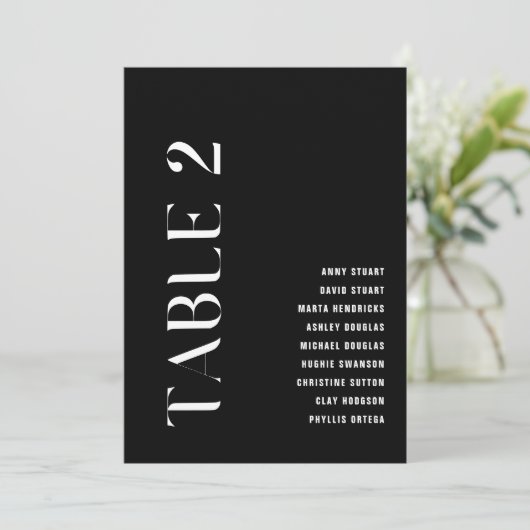 Tabel 2 Modern Bold Wedding Table Nummer Kaart (Staand voorkant)