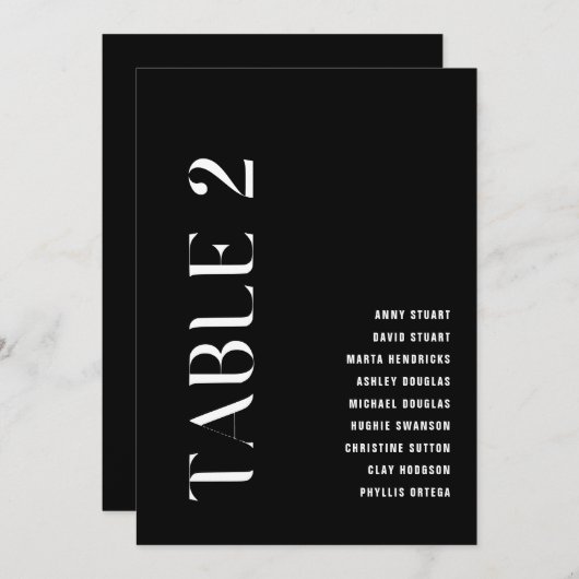 Tabel 2 Modern Bold Wedding Table Nummer Kaart (Voorkant / Achterkant)