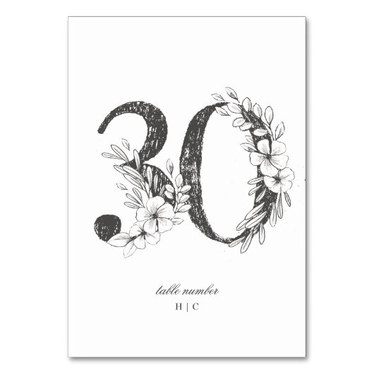 Tabel 30 Mooie Floral Sketched Wreath Wedding Kaart (Voorkant)