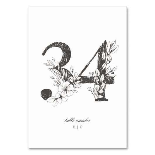 Tabel 34 Mooie Floral Sketched Wreath Wedding Kaart (Voorkant)