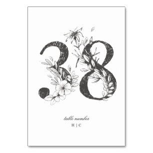 Tabel 38 Mooie Floral Sketched Wreath Wedding Kaart