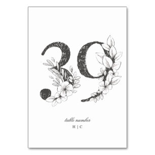 Tabel 39 Mooie Floral Sketched Wreath Wedding Kaart