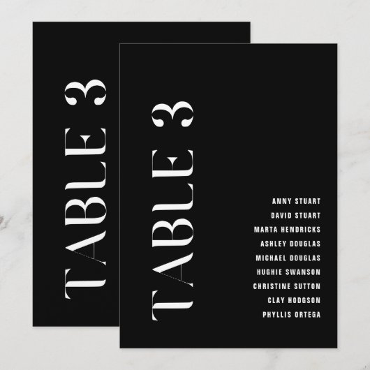 Tabel 3 Modern Bold Wedding Table Nummer Kaart (Voorkant / Achterkant)