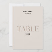 Tabel 3 Vet Beige Trouwtafel Nummer Kaart (Voorkant)