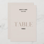 Tabel 3 Vet Beige Trouwtafel Nummer Kaart (Voorkant / Achterkant)