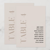 Tabel 4 Modern Bold Beige Trouwtafel Nummer Kaart (Voorkant / Achterkant)