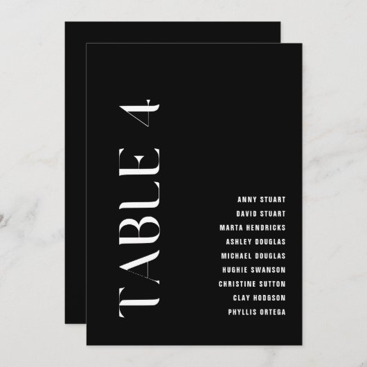 Tabel 4 Modern vet Trouwtafel nummer Kaart (Voorkant / Achterkant)