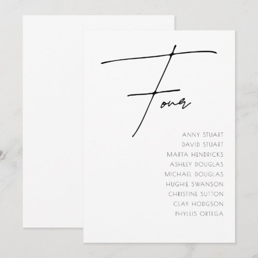 Tabel 4 Moderne sjabloon aantal bruiloft Kaart (Voorkant / Achterkant)