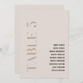 Tabel 5 Modern Bold Beige Trouwtafel Nummer Kaart (Voorkant / Achterkant)