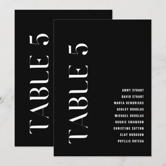 Tabel 5 Modern Bold Wedding Table Nummer Kaart (Voorkant / Achterkant)